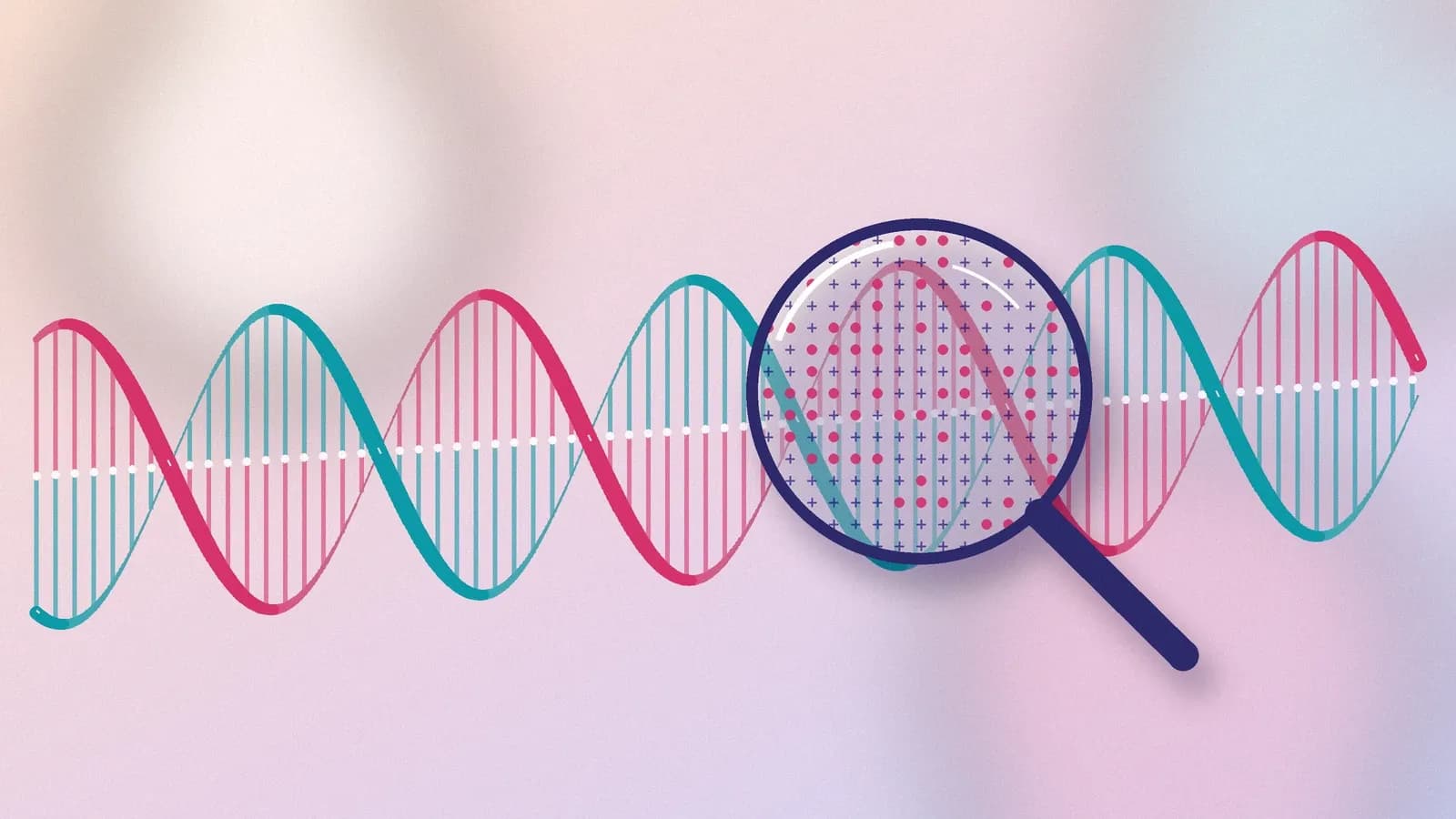 متن جایگزین: مارپیچ DNA با ذره‌بینی که الگوی پنهان واترمارک را آشکار می‌کند